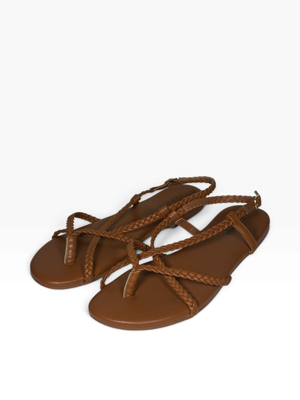 TORRID Sandals Size 10 WW Braided Strappy Flat Brown Tan Resort Summer Vacation
